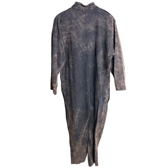 One Size 100% Cotton Faded Jumpsuit Button Up Gray - Picture 2 of 9